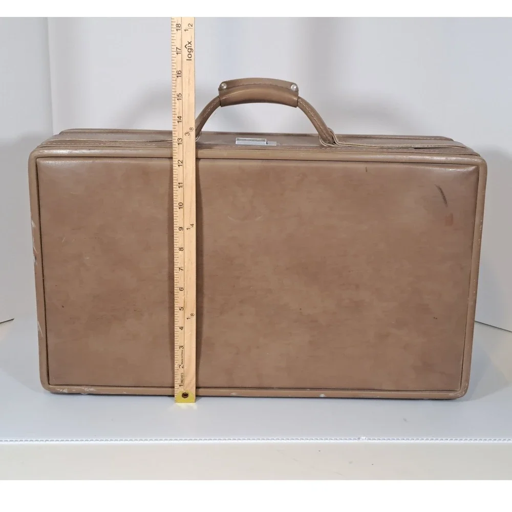 Vintage Hartmann Luggage Tan Hard Shell Suitcase Mid-Century Modern 21 Inch